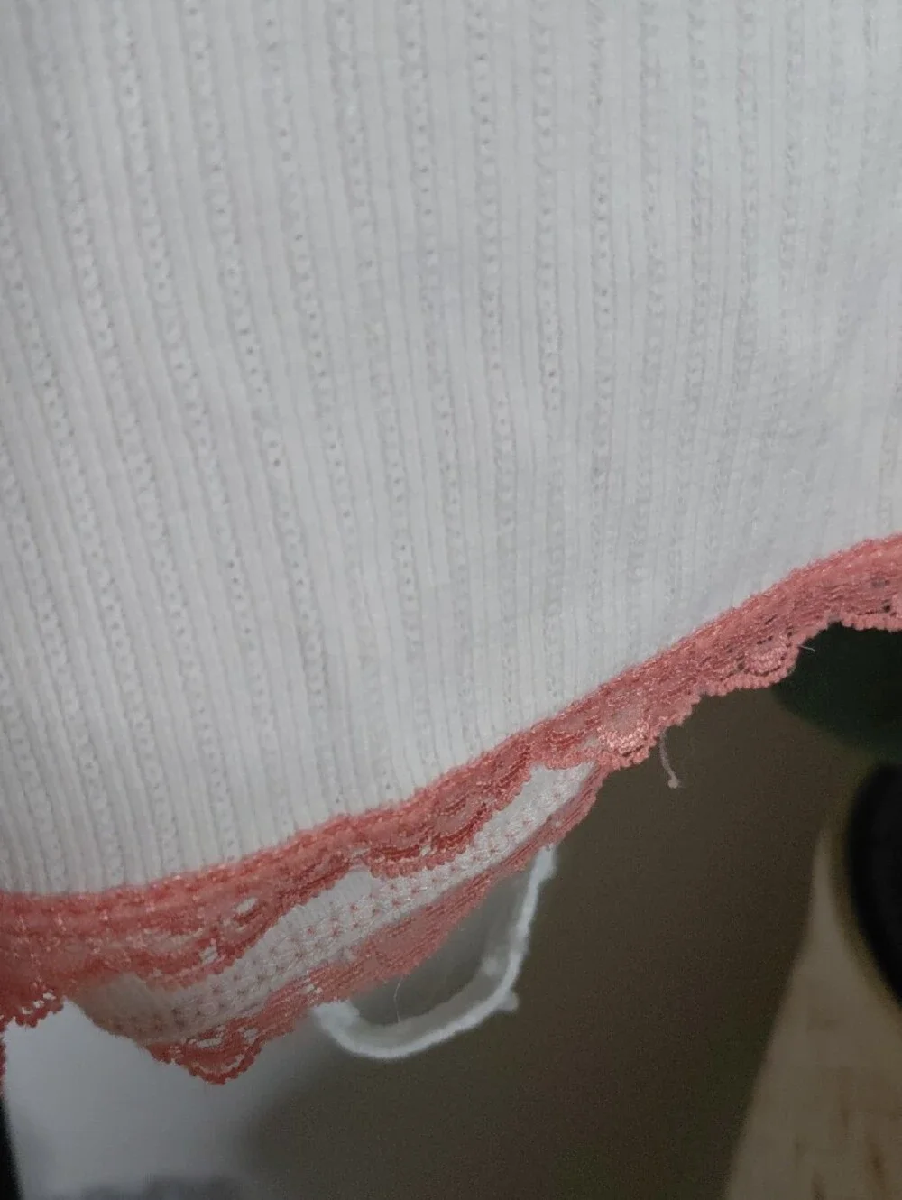 Forever 21 Cream Ribbed Cami & Pink Lace Trim Short Sleep Set